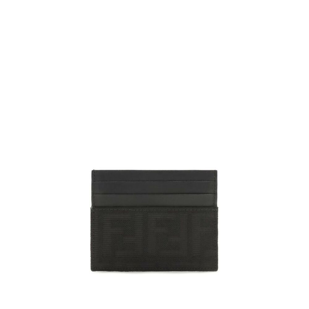 Fendi Men Ff Jacquard And Leather Card Holder